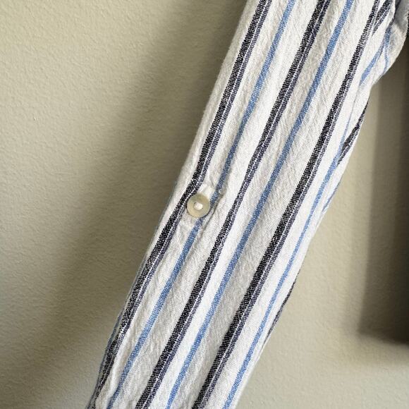 Calypso St Barth Top Large Linen Front Tie Cropped Beachy Nautical Preppy - Picture 6 of 12